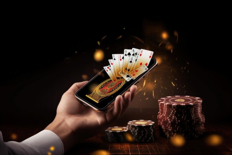 Pengguna mengakses permainan slot dan taruhan olahraga melalui perangkat smartphone